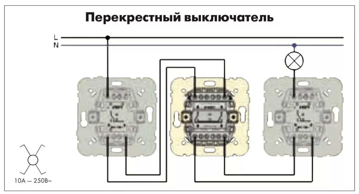 Werkel проходной выключатель схема подключения Выключатель перекрестный одноклавишный схема - CormanStroy.ru