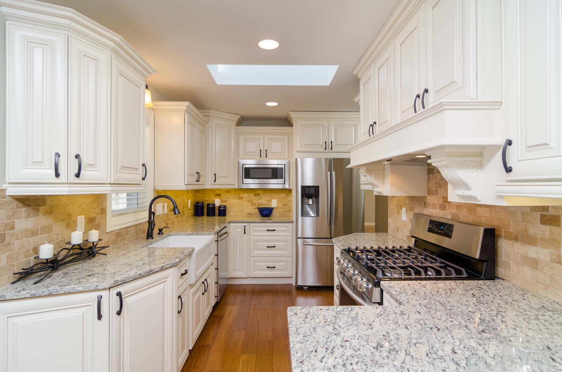 White kitchen пушкинская ул 14 фото Download A Kitchen With White Cabinets And Granite Counter Tops Wallpapers.com