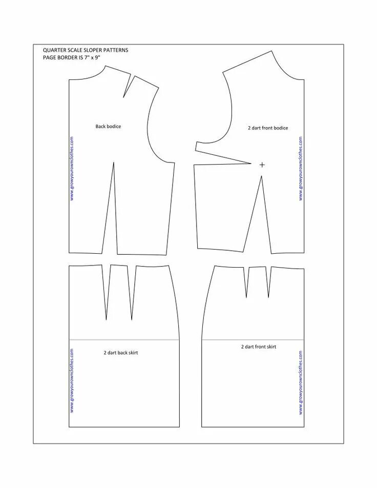 Wikisew выкройки бесплатные выкройки Free Quarter Scale Sloper Patterns Grow Your Own Clothes Free pdf sewing pattern
