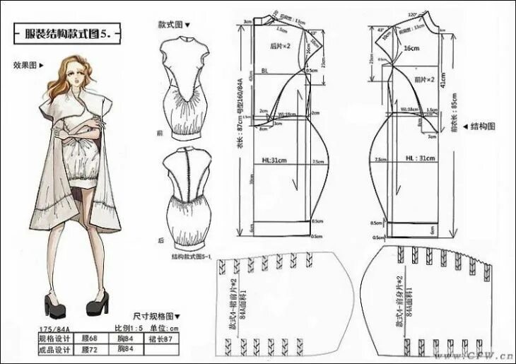 Wikisew выкройки бесплатные выкройки Выкройки креативного платья и пальто-накидки Выкройки, Моделирование, Шитье