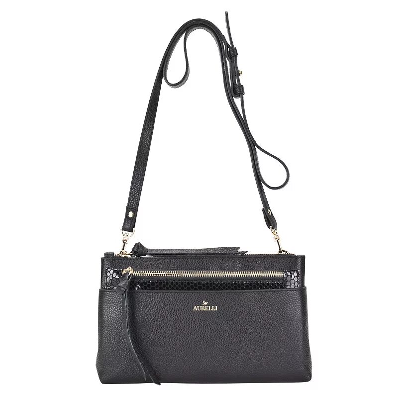 Wildberries купить сумочку Сумка Aurelli 16S0022-36G-nero/nero ret - 2000557607330 черный натуральная кожа 