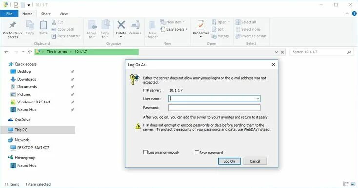 Windows 10 подключение ftp Cerberus ftp server 4.0.4.1 Windows, Windows 10, New property
