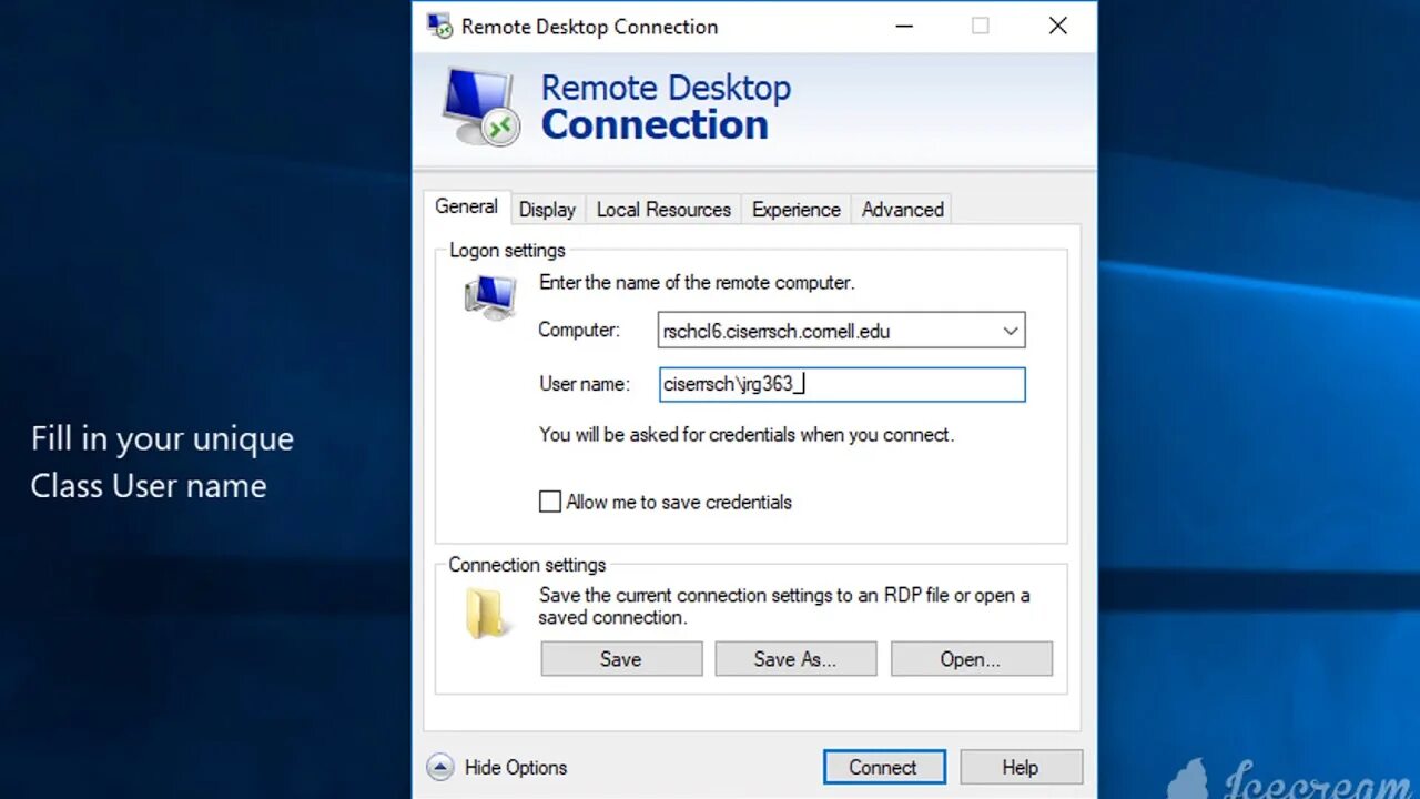 Windows 10 подключение по rdp пользователю Connecting to CISER class servers using windows - YouTube