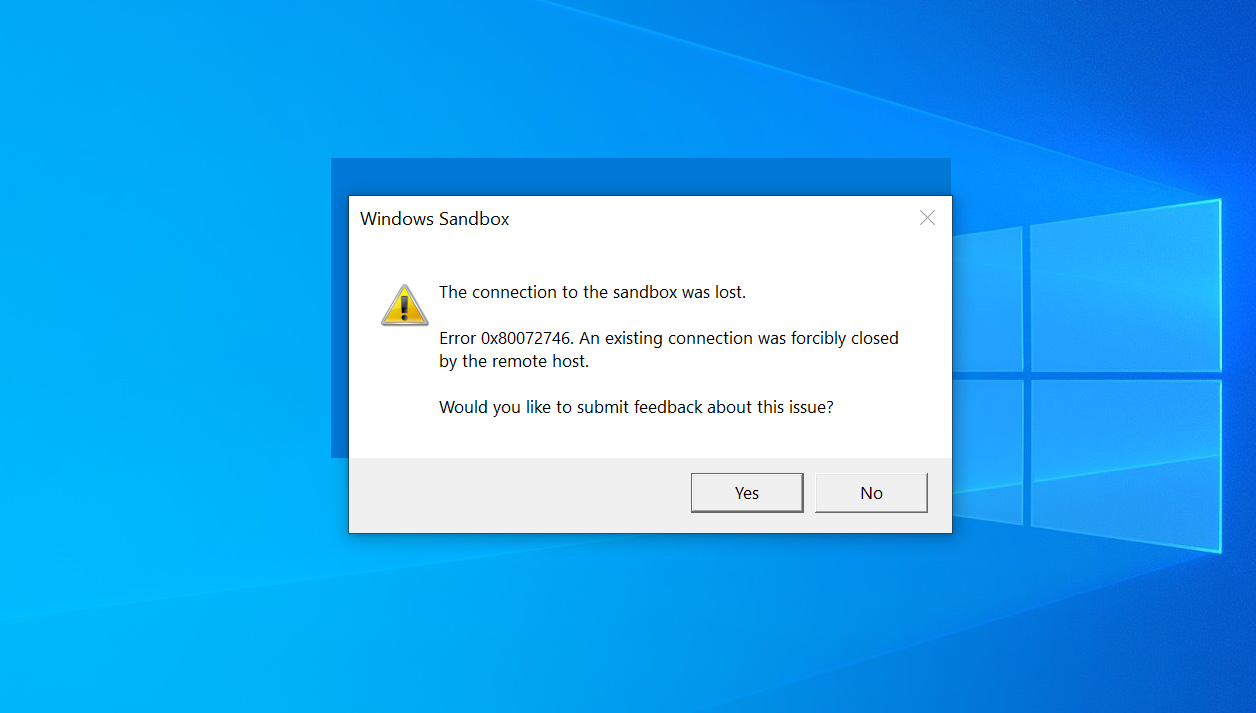 Windows 11 ошибка подключения к интернету Windows 10 sandbox error 0x80072746