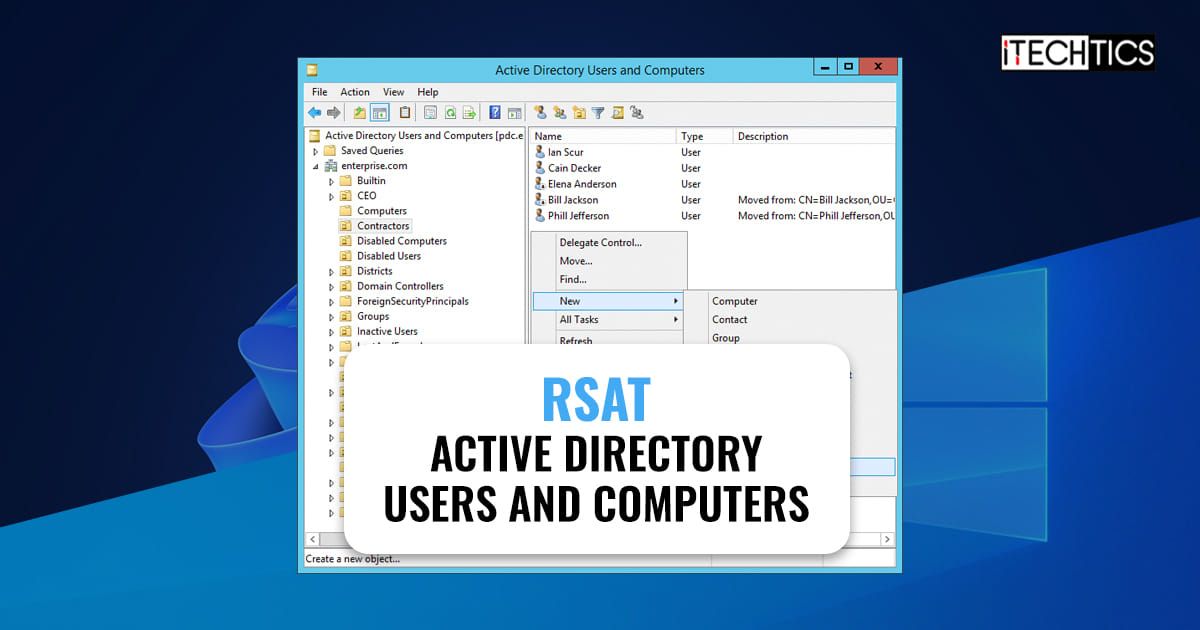 Windows оснастка пользователи How To Install & Use Active Directory Users And Computers (DSA.msc) Snap-In 