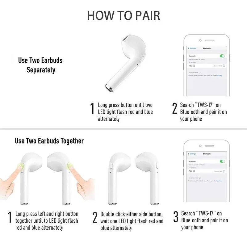 Wireless headphones наушники беспроводные как подключить 2020 Новое Поступление Беспроводные Наушники Bluetooth 5,0 I7 Tws Наушники Для I