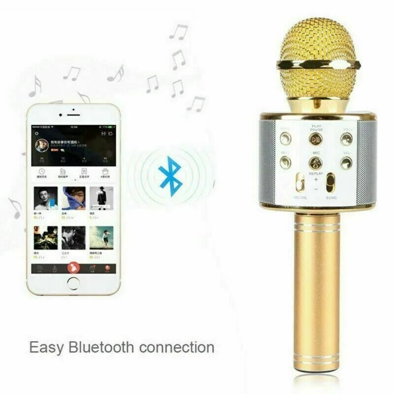 Wireless microphone как подключить на айфон Беспроводной Bluetooth портативный караоке микрофон динамик плеер микрофон карао