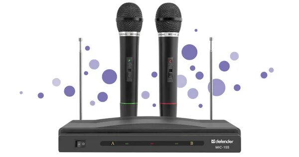 Wireless микрофон беспроводной как подключить Микрофон для живого вокала Defender MIC-155 черный, радио 87-92 МГц - купить по 