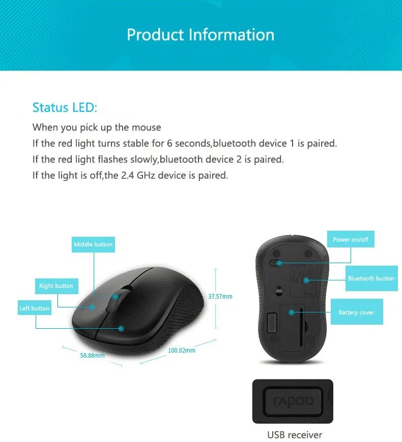 Wireless mouse как подключить к ноутбуку Купить Оригинальная Беспроводная оптическая мышь Rapoo с бесшумной кнопкой, бесш