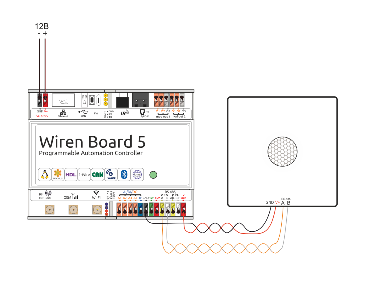 Wiren board 7 схема подключения проводов Wall-mounted 8-in-one sensor WB-MSW v.3 - Wiren Board