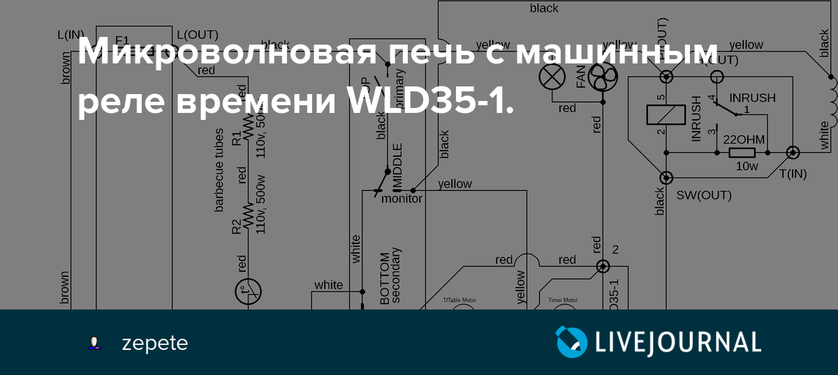 Wld35 1 p схема подключения Микроволновая печь с машинным реле времени WLD35-1. - Мысли злого плебея - ЖЖ