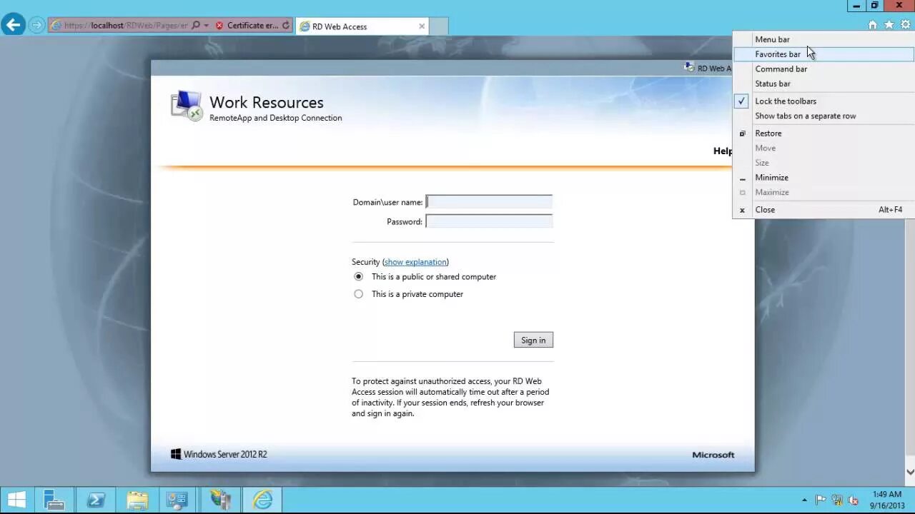 Work resources подключение к удаленным рабочим столам Windows Server 2012 R2 Remote Desktop Services (RDS) Installation And Publish Re