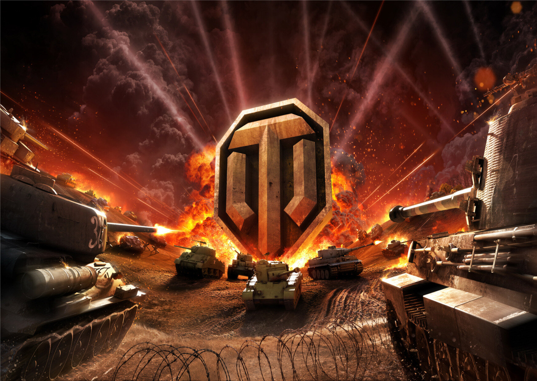 Wot фото танков Постер А3 World of tanks, танк едет по развалинам, огонь и дым - купить по низко