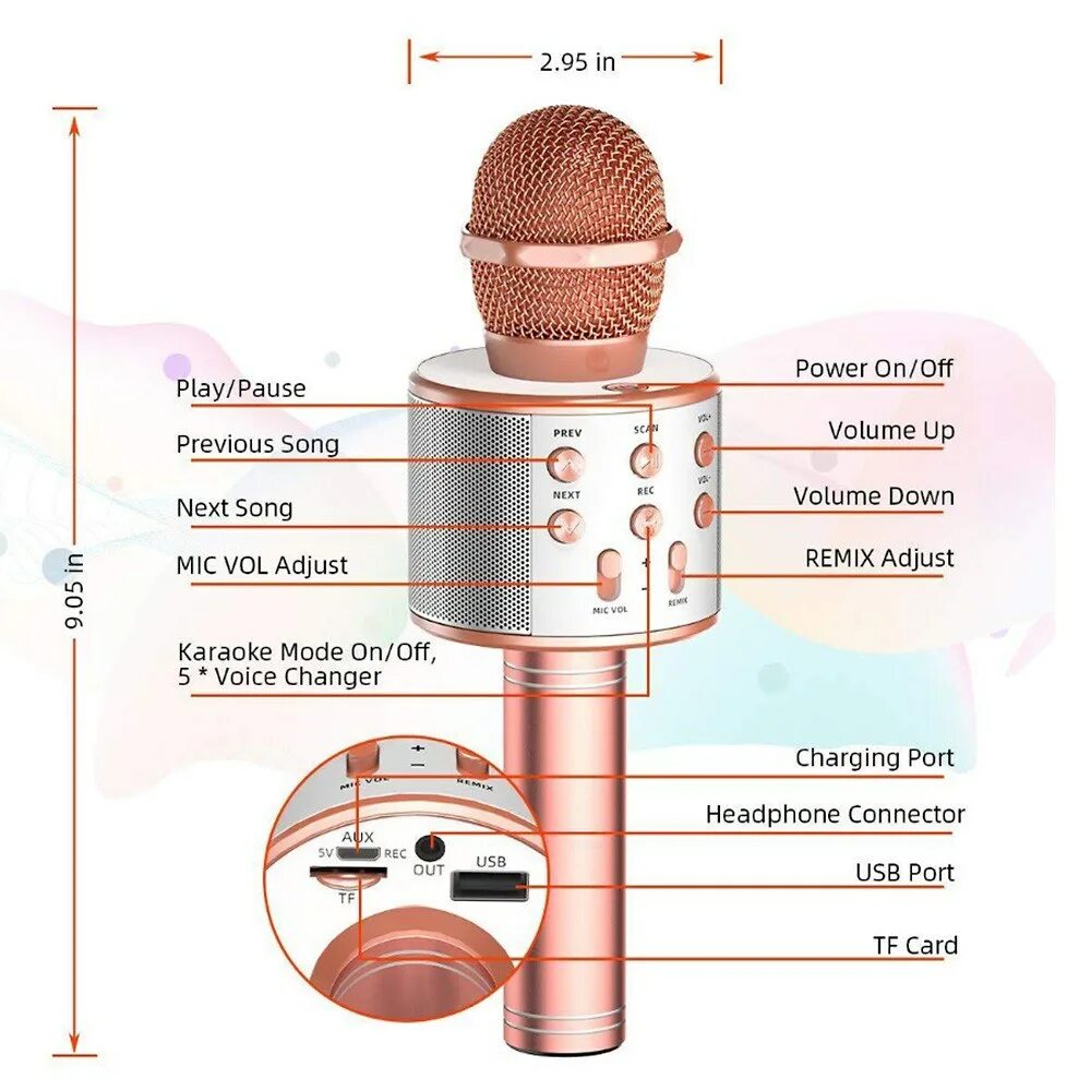 Ws 858 как подключить блютуз WS-858 Портативный беспроводной микрофон для караоке