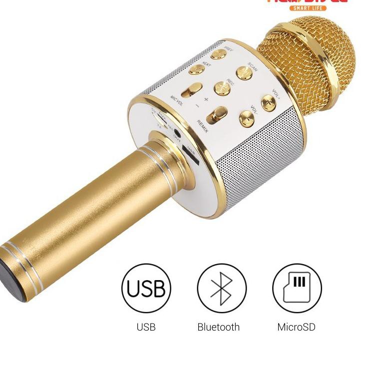 Ws 858 как подключить блютуз E9 ! MIC WS858 Microphone Karaoke Bluetooth Mic Speaker Mikrofon Wireless Portab
