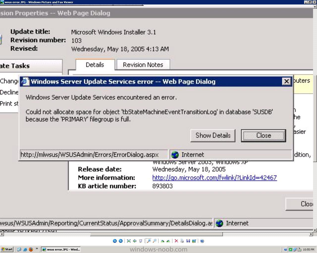 Wsus ошибка подключения сброс серверного узла WSUS ERROR - WSUS - www.windows-noob.com