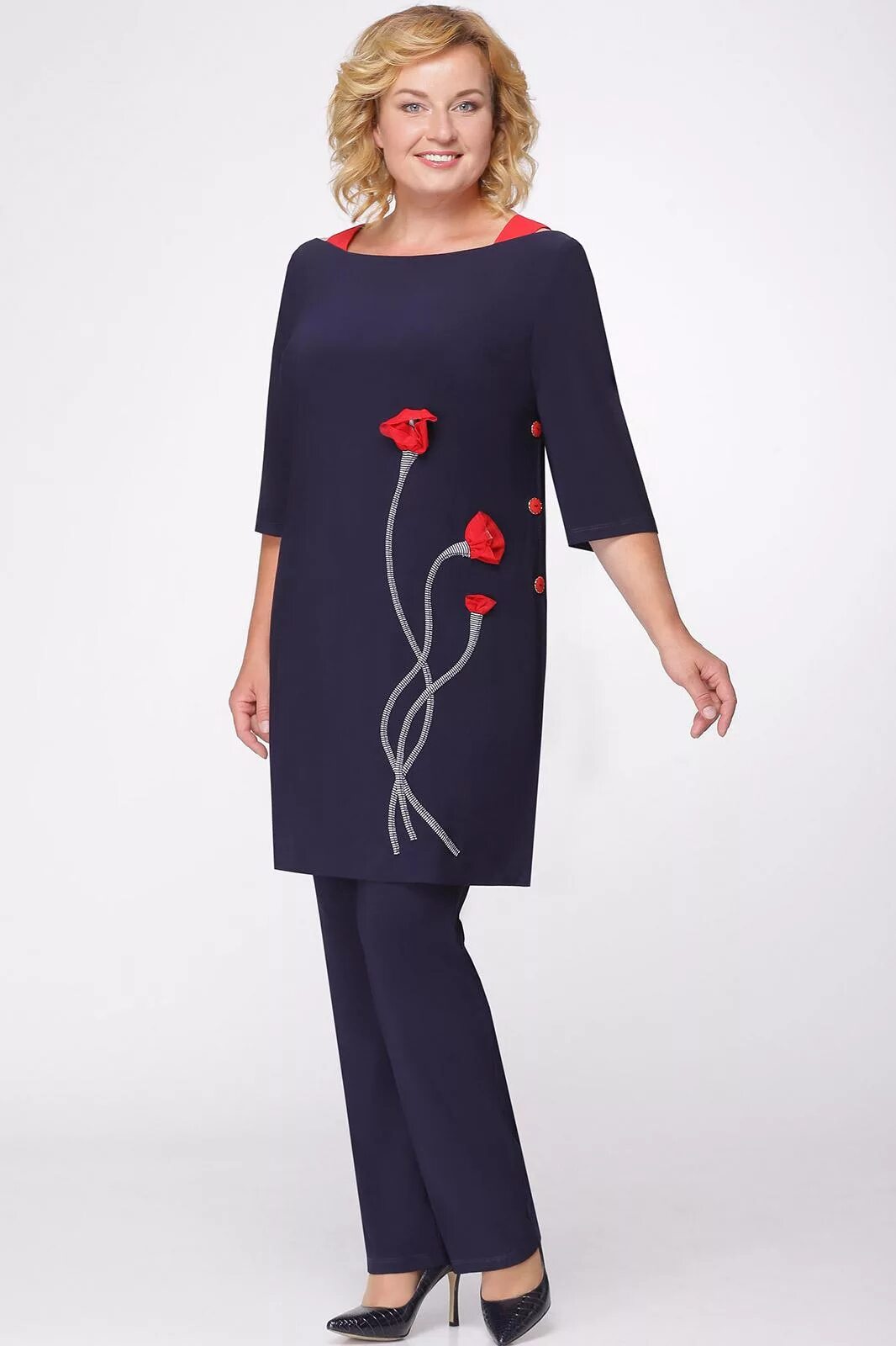X мода интернет магазин женской одежды Костюм Svetlana Style, темно-синий (модель 968) - Белорусский трикотаж в интерне
