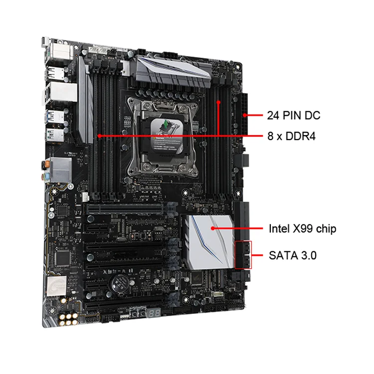 X99 lga 2011 3 подключение Tecmiyo X99-a Ii Moederbord X99 Lga 2011 256gb Moederbord Voor Server/workstatio