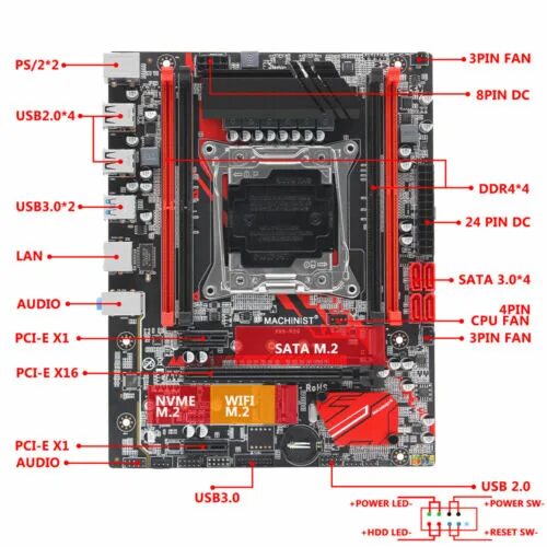 X99 материнские платы подключение передней панели WiFi M.2 NVME LGA 2011-3 X99 Motherboard DDR4 RAM NGFF SATA M-ATX Mainboard New 