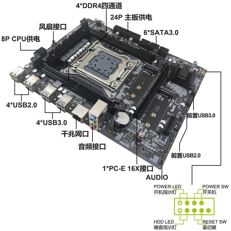 X99 подключение передней панели X99v102 Matx Lga2011 V3 V4 Ddr4 Ram Ram Supported Motherboard - Buy X99 Motherbo