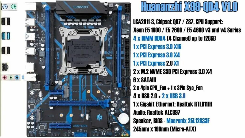 X99 qd4 подключение панели Huananzhi qd4 (описание на картинке) Socket: 10000 KGS ▷ Материнские платы Бишке