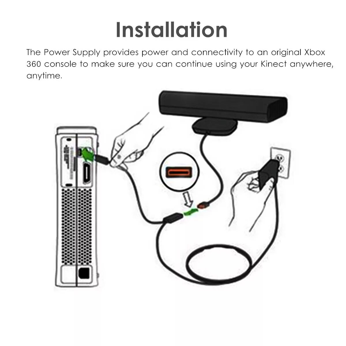 Xbox 360 блютуз как подключить Cases, Bags & Pouches - 2.3m USB AC Adapter Power Supply Cable for Xbox 360 Kine