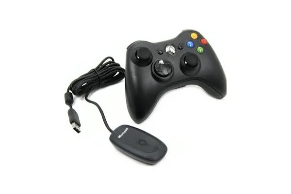 Xbox 360 gamepad как подключить к пк Геймпад беспроводной до 3 метров, 15 кнопок, 2 стика, для Xbox 360 (с ресивером)