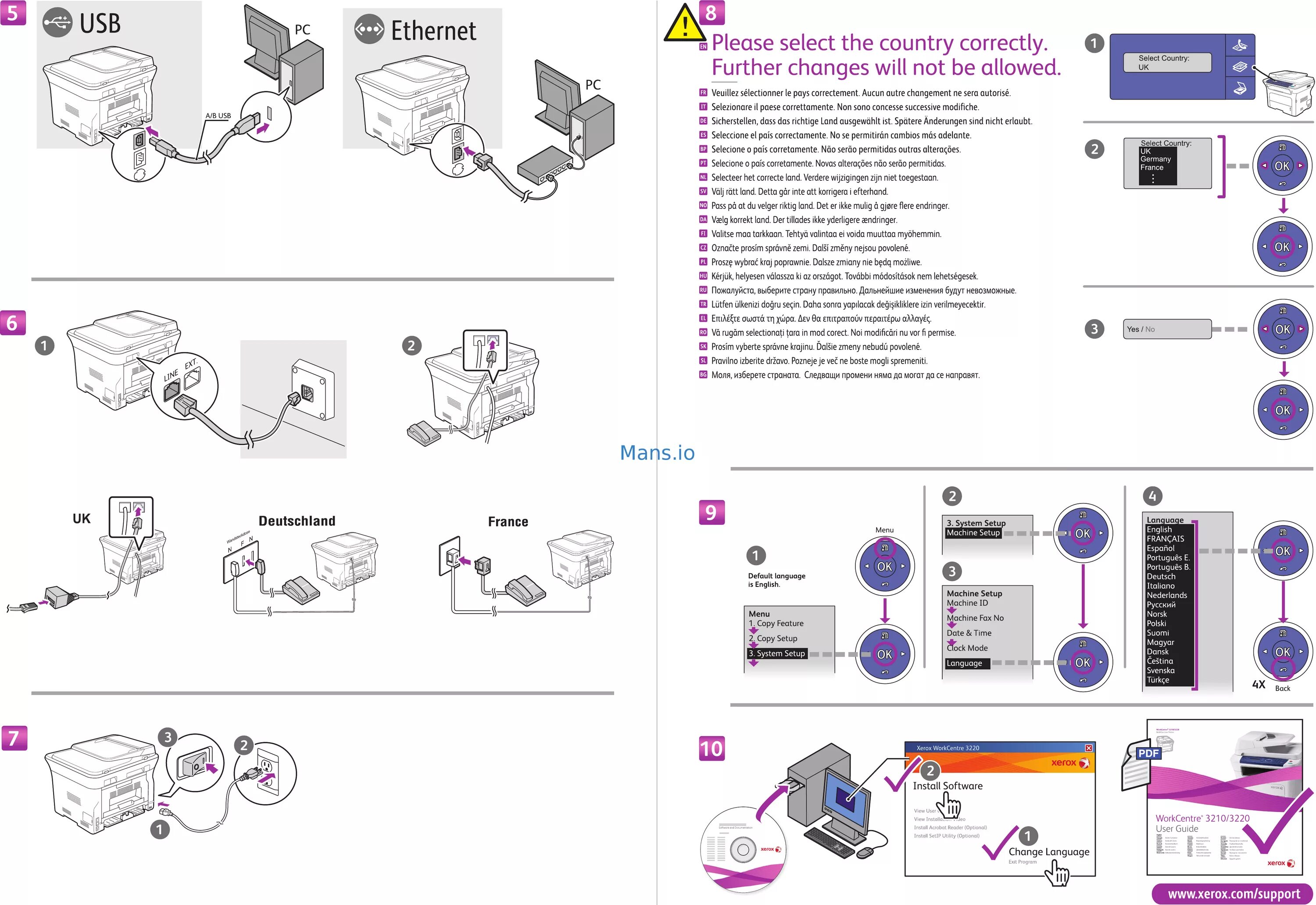 Xerox принтер как подключить Xerox WorkCentre 3210 Installation Guide - page 2 online