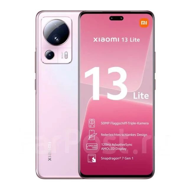 Xiaomi 13 lite фото Смартфон Xiaomi 13 lite 256Gb Розовый, 6.55", 3G, 4G LTE, новый, в наличии. Цена