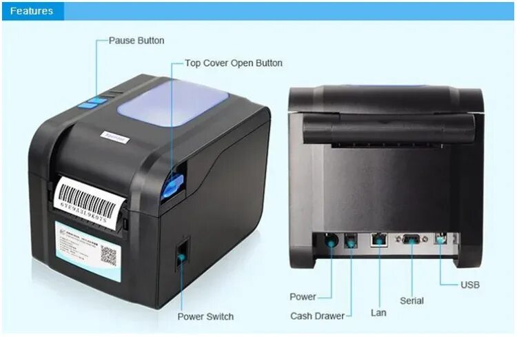 Xprinter xp 365b как подключить к компьютеру China 3 Inch Usb Bt Lan Receipt Barcode Printing Machine Thermal Sticker Printer