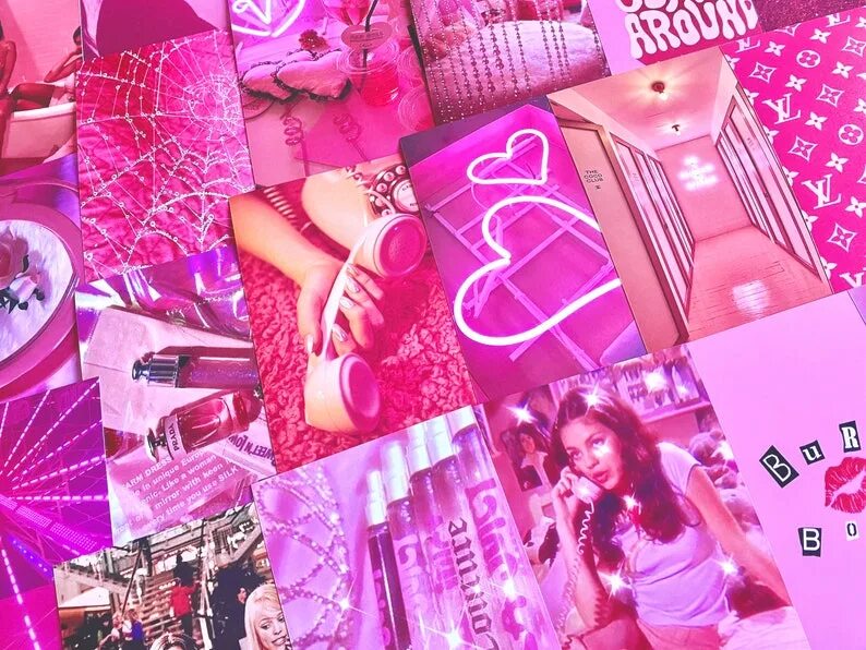 Y2k стиль женский 2024 Pretty in Pink Y2k Aesthetic Photo Collage Kit Etsy