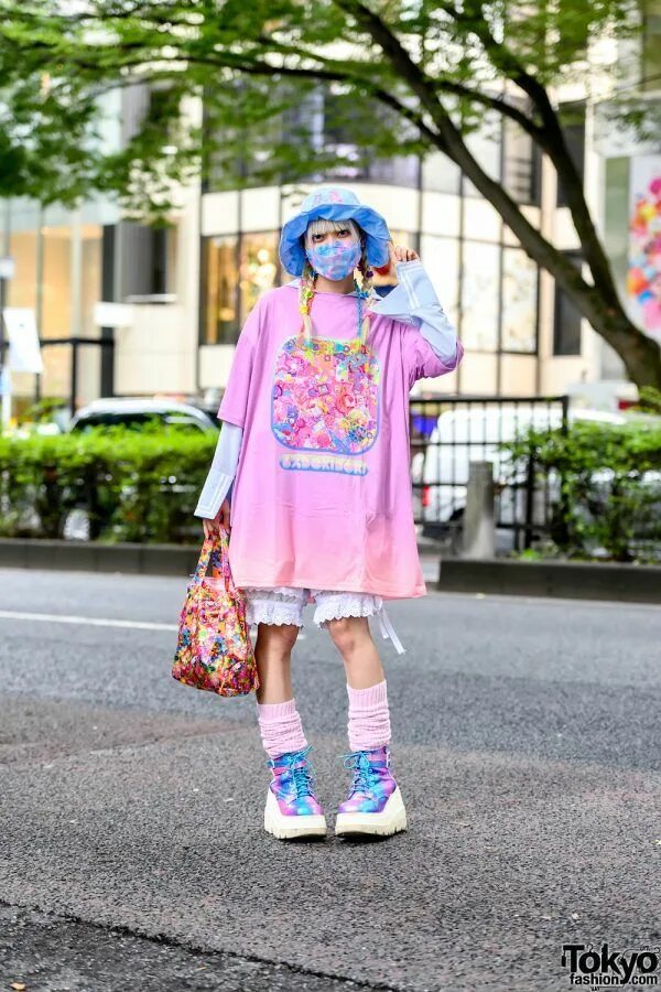 Y2k стиль женский японский 6%DOKIDOKI Kawaii Harajuku Street Style w/ LilLilly Sailor Top, Bucket Hat, Loos