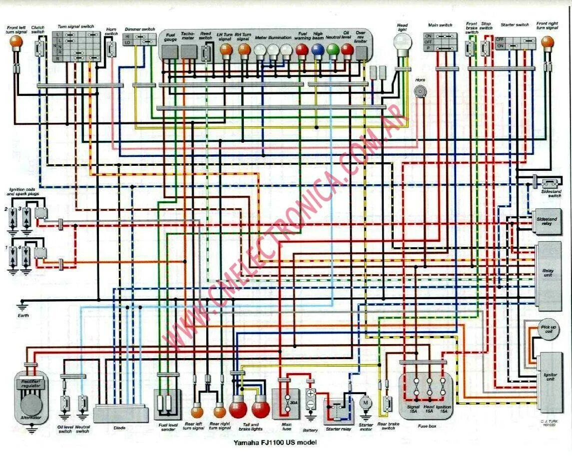 Yamaha схема проводки Diagrama yamaha fj1100