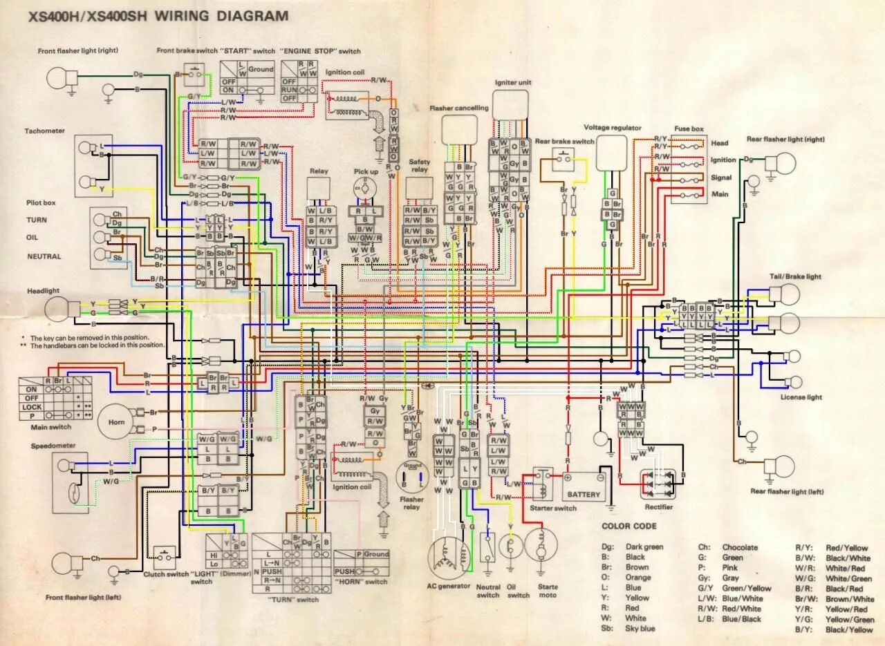 Yamaha схема проводки xs400sh-wiring-diagram-jpg.11977 (1280 × 935) Motorcycle wiring, Yamaha, Diagram