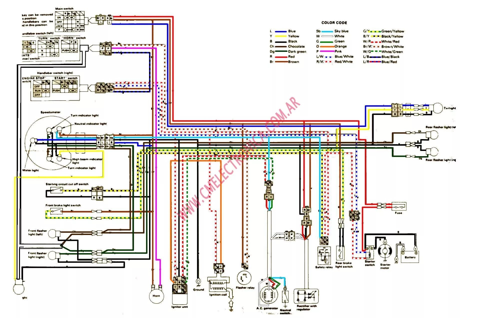 Yamaha схема проводки Diagrama yamaha sr250 Montajes electricos, Plano eléctrico, Diagrama de circuito