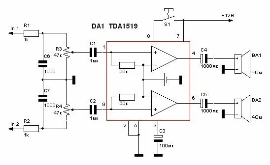 Yd1028 схема усилителя tda1519 схема включения Усилитель, Электроника, Радиолюбитель