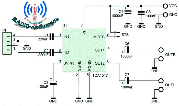 Yd1028 схема усилителя Небольшой усилитель 2 × 6 Вт Radio-любитель Дзен
