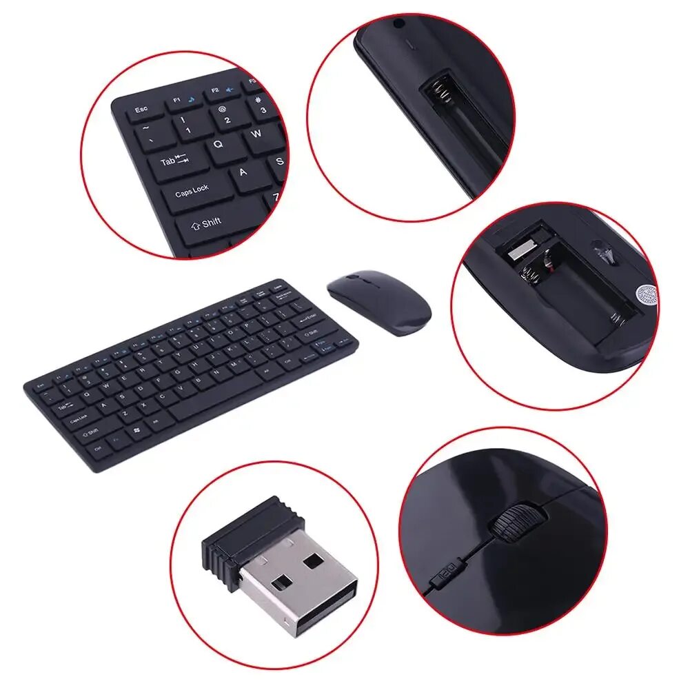 Yelandar клавиатура беспроводная как подключить Ultra Compact Wireless Keyboard and Mouse Combo Set 2.4G Wireless Keyboard Moues