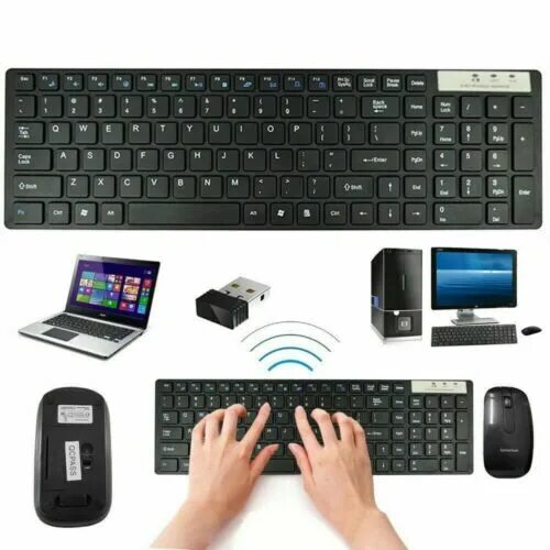 Yelandar клавиатура беспроводная как подключить KEYBOARD MOUSE WIRELESS SET 2.4GHZ COMBO FOR PC LAPTOP SLIM CORDLESS OPTICAL Lot