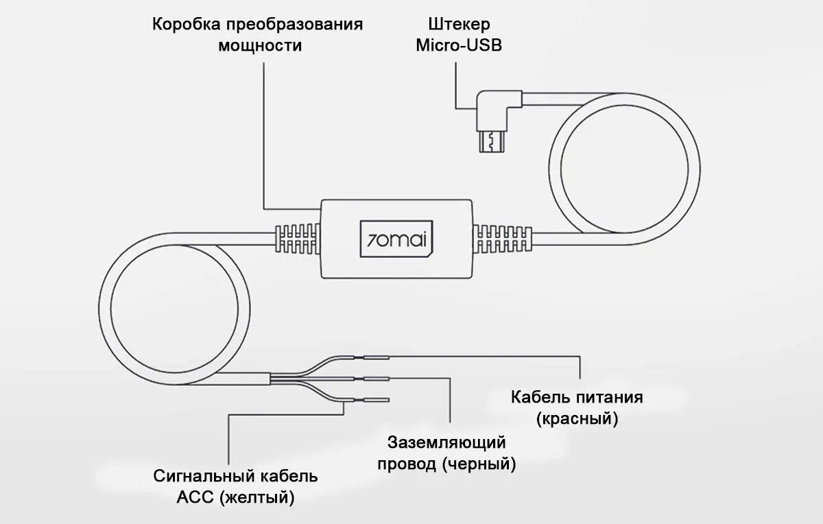 Yh02 a схема подключения проводов Кабель прямого подключения 70mai Hardware Kit micro USB Midrive UP02 - купить в 