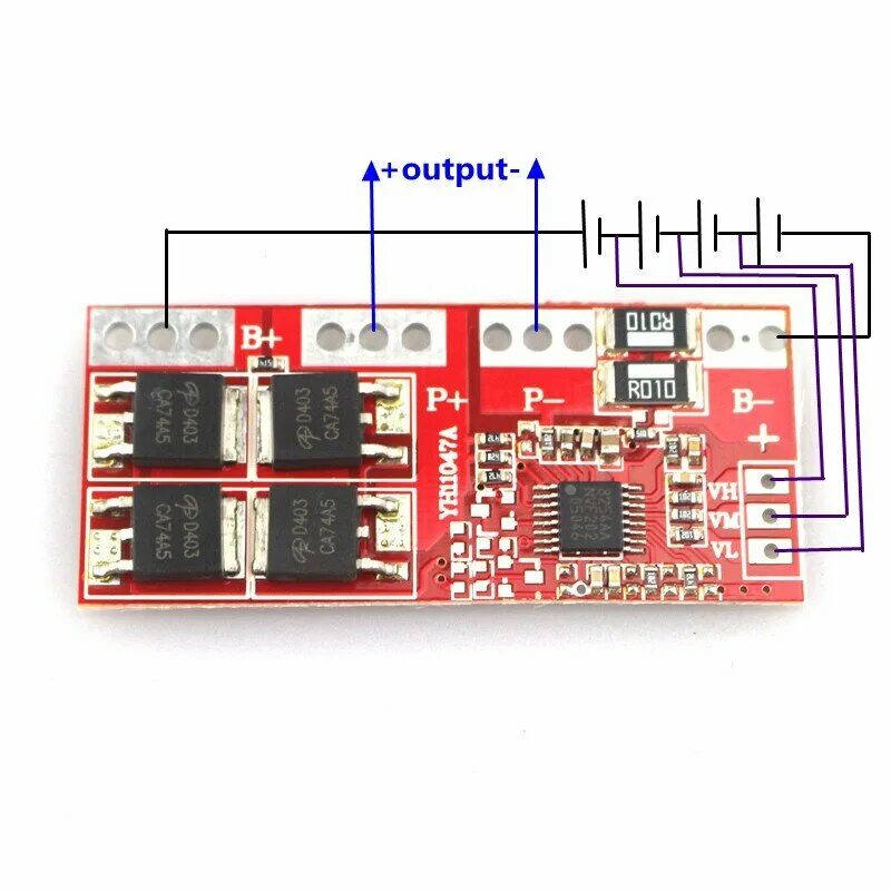 Yh11047a схема подключения на 3 элемента 4S 30A литий-ионный Батарея, есть зашита коротково замыкания. Зарядное устройств