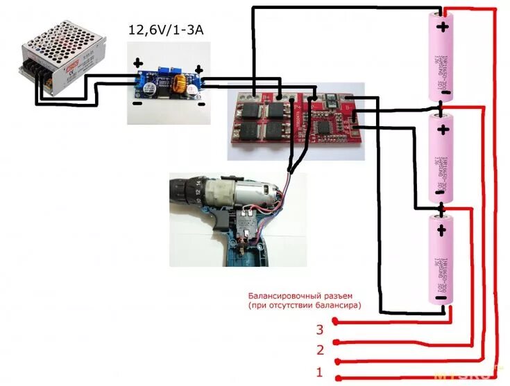 Yh11047a схема подключения на 3 элемента 3S-4S платы BMS или один из вариантов переделки шуруповерта под литий