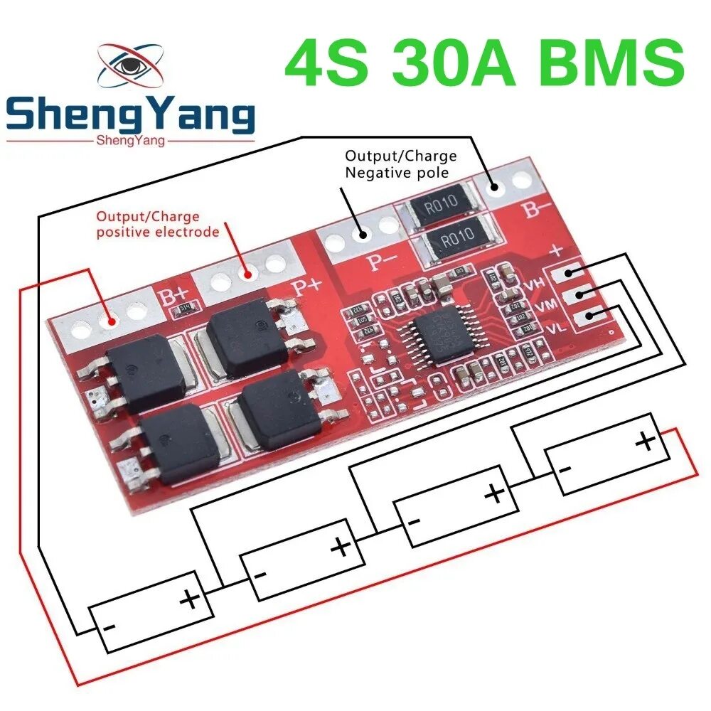 Yh11047a схема подключения на 3 элемента 4s 30a High Current Li-ion Lithium Battery 18650 Charger Protection Board Module