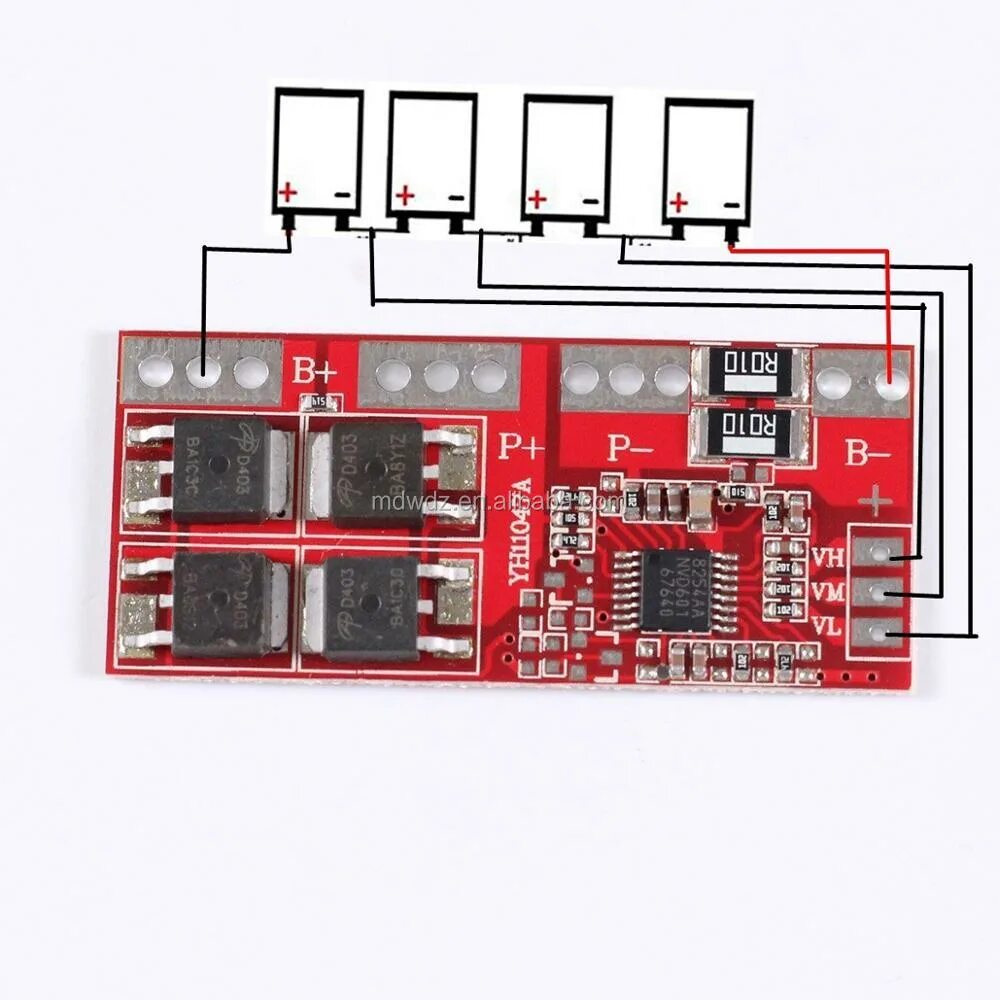 Yh11047a схема подключения на 4 элемента 12.8v 14.4v 15a 4s Batteria Al Litio Protezione Pcb Bordo Bms Per 18650 18550 Li