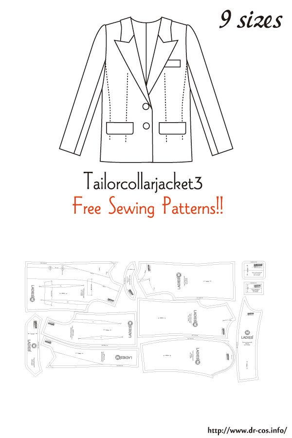 Your tailor выкройки купить Tailor collar jacket 3 Free Sewing Patterns Shirt sewing pattern, Sewing pattern