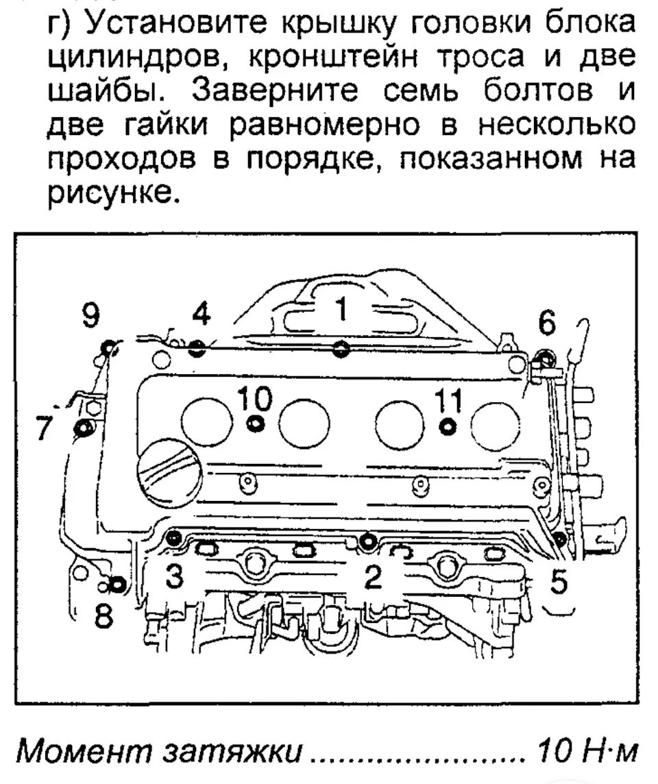Z16xer порядок затяжки клапанной крышки Замена прокладки клапанной крышки - Toyota Funcargo, 1,3 л, 2004 года плановое Т