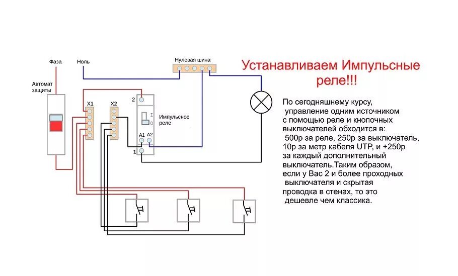 Zafp реле схема подключения Выключатель для импульсного реле HeatProf.ru