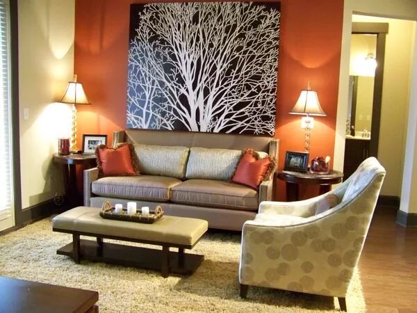 Акцент на стене в интерьере love the style with the orange Apartment wall decor, Accent wall colors, Accent 
