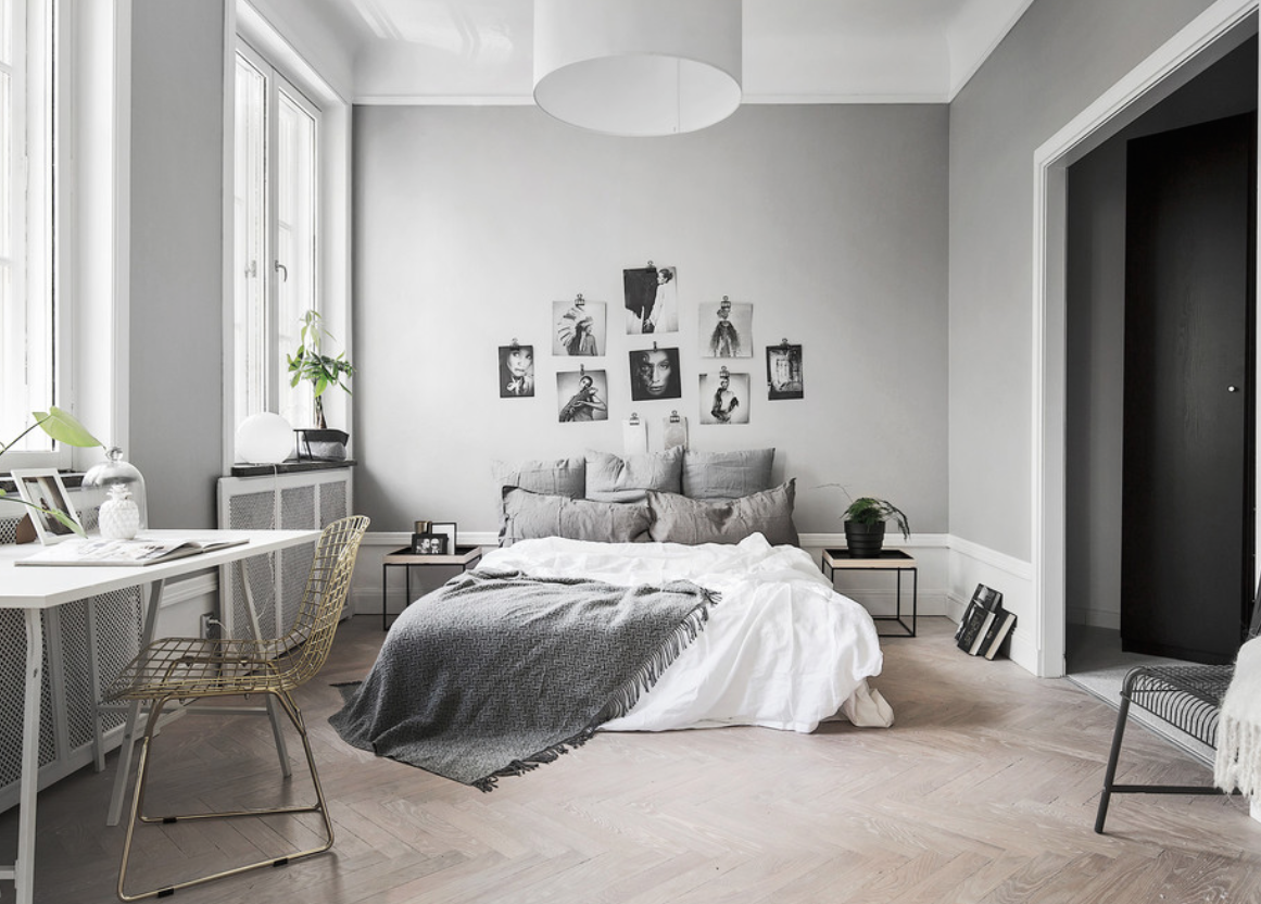 Акцентная серая стена в интерьере Houzz - Stylingbolaget Decoración de unas, Dormitorios, Decoracion de interiores