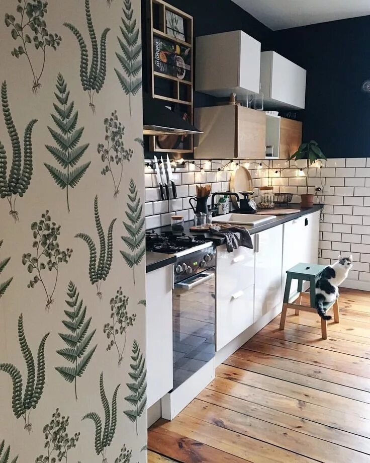 Акцентная стена на кухне фото Modern eclectic kitchen Home, Sweet home, House interior